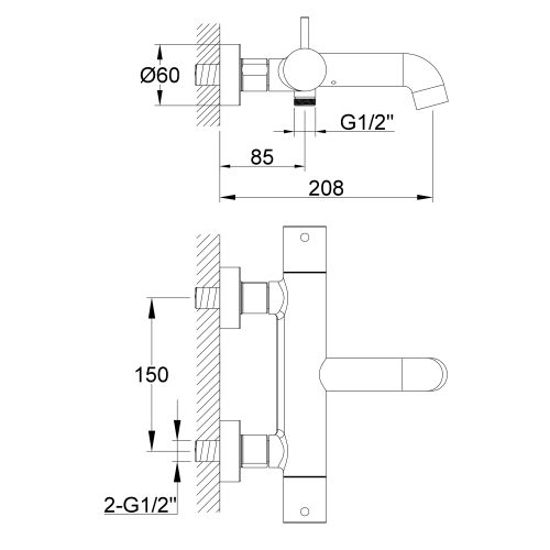 Bateria Wannowo-Prysznicowa Natynkowa Termostatyczna Kohlman Axel QW710AGD Gold